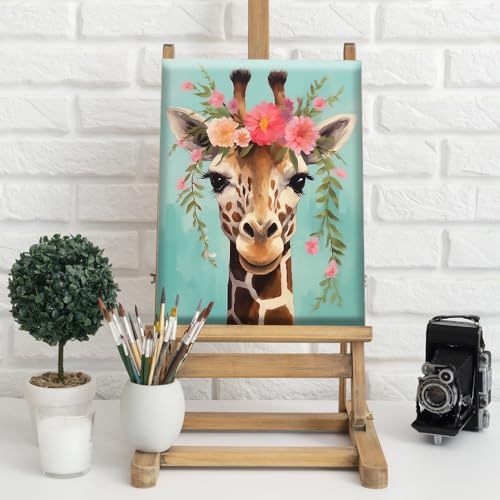 Natuyalo Framed Paint by Numbers Kit for Adults Beginners, Giraffe Acrylic Easy Paint by Number with Frame, Animals Painting by Number Kits on Canvas Framed (12x16 Inch) - color: Color-03
