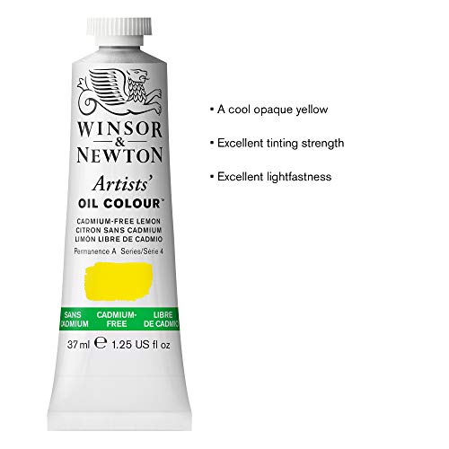 Winsor & Newton Artists' Oil Paint, 37ml Tube, Cadmium-Free Lemon | Formulated with the finest pigments with excellent tinting strength; use thickly or thin to a very fine glaze. - color: Cadmium-free Lemon, style: 1.25-oz Tube
