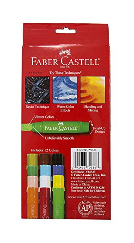Faber-Castell Gel Sticks - 12 Twistable Watercolor Crayons for Kids with Brush - Watercolors for Kids - style: 12 Original Colors