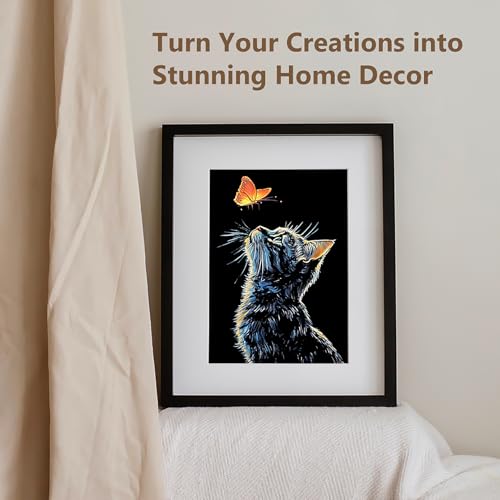 Glow in The Dark Scratch Art Kit - 8 Sheet Rainbow Scratchboards(A5) | Creative Engraving Craft Supplies for Teens & Adults | DIY Projects & Sketching Activity | ASMR Stress-Relieving Gift (Animals) - color: Animal