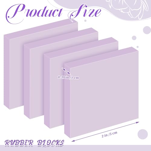 Frienda 24 Pcs 2" x 2" Rubber Carving Blocks Linoleum Blocks for Printmaking, Stamp Making, DIY Crafting, Scrapbook, Painting, Soft and Easy to Carve (Light Purple) | Easy to Carve, for Printmaking, Stamp Making, DIY Crafting, Scrapbook, Painting, Soft Li