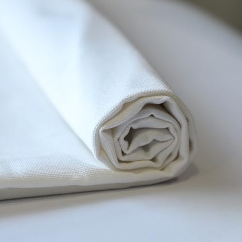 Simple&opulence Canvas Fabric by the Yard, 59'' Wide, Premium Natural Cotton Duck Canvas Fabric for Crafts, Upholstery, Home Decor, Sewing DIY Cloth (White,1 Yard) - color: White, size: 1 Yard (36"x59")