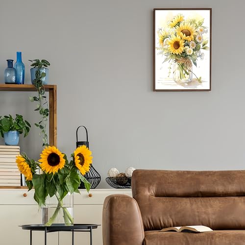 Diamond Painting Kits for Adults, Sunflower 5D Diamond Art Painting | Full Drill Round DIY Gem Painting, Diamond Dot Gem Art Painting Kits for Relax, Home Wall Art Decor 11.8 X 15.7 inch - color: KM630-1