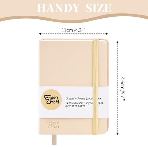 5.7x4.1" Hardcover Mixed Media sketchbook,Pocket Junk Journal Supplies - color: PU Cover-5.7x4.1in-Beige