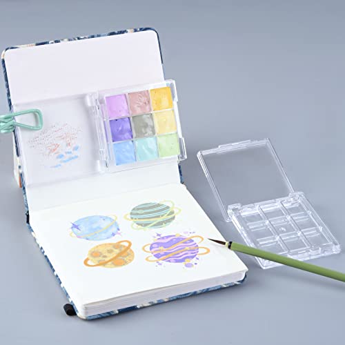 9 Wells Clear Plastic Paint Storage Palette Box,Mini Travel Paint Palette Box for Watercolor Painting, Acrylic and Oil Painting Paint Saver with Lid and Mixing Tray