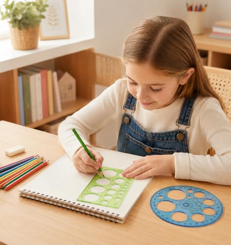 2 Pcs Circle Template for Drawing, Circle Ruler for Students, Office Painting Drafting
