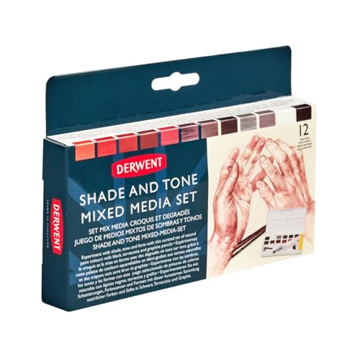 Derwent Shade & Tone Mixed Media Set, 16 Piece Set, Natural Paint Colors with Inktense, Graphitint, Pencils & Tinted Charcoal, Professional Quality (2305903)