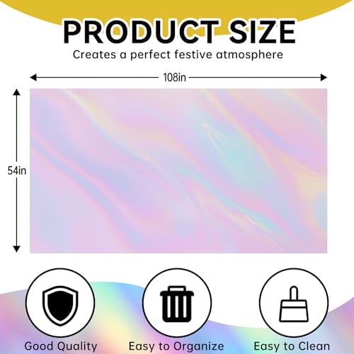 4 Pack Iridescent Plastic Tablecloths Laser Table Covers Shiny Holographic Foil Tablecloth Disposable Rectangle Table Covers for Birthday Wedding Christmas Holiday Party Decorations 54x108 Inch - color: Laser