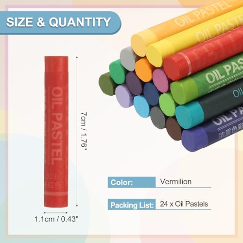 PATIKIL Vermilion Oil Pastels, 24Pcs Soft Oil Crayons Creamy Pastels Stick Art Supplies for Art Painting Drawing Blending Graffiti for Drawing Beginners Artists - color: Vermilion
