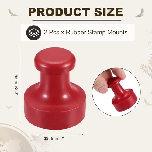 PATIKIL 50mm Stamp Rubber Round Handle, 2 Pcs Stamp Mounts Drawer Pulls for Carving Making DIY Crafting Scrapbooking, Red - size: 50x55mm
