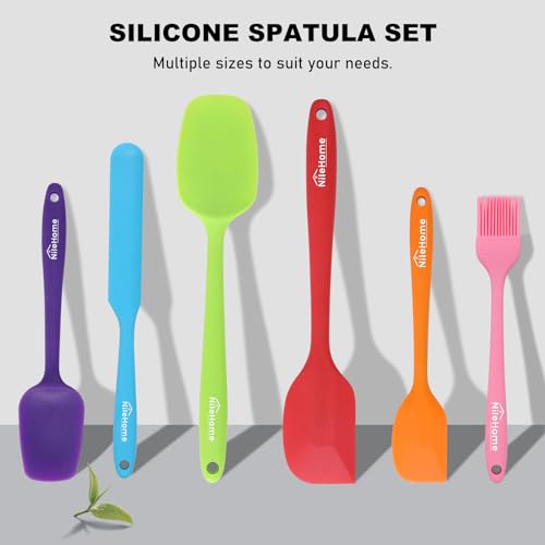 NileHome 6 Pieces Silicone Spatula Set with Silicone Brush,Multicolor - color: Multicolor