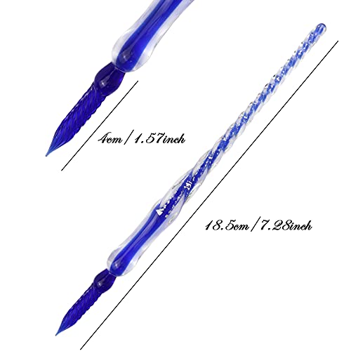 Glass Pen Set Calligraphy Dip Pens,12 Colorful Inks,Caligraphy Sets for Art, Writing, Signature, Decoration, Gift - color: Blue
