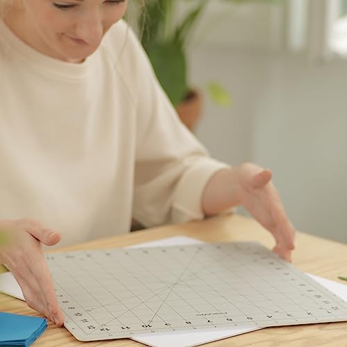 Fiskars 14" x 14" Rotating Self Healing Cutting Mat for Fabric Squares | Makes Cutting Fabric Squares Easy, Perfect for Quilting, Sewing and Craft Projects, Self-Healing Mat, Gray - size: 14"L x 14"W