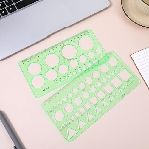 2 Pcs Circle Stencils,Portable Circle Template for Drawing | Lightweight Circle Ruler Geometric Stencil Shapes Circles,Triangles,Squares,Hexagons for Office,School,Building Formwork