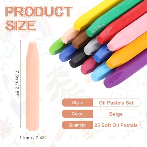 MECCANIXITY 25PCS Oil Pastels Set, Soft Oil Colored Drawing Pastels Chalk Vibrant Color for Artists Art Supplies for Beginners Teachers, Beige - color: Beige