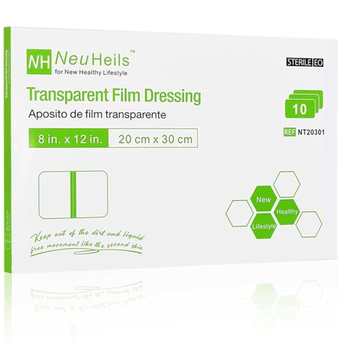 NeuHeils Transparent Film Dressing 8"x12", 10pks Tattoo Waterproof Bandage - size: 8''x12'' (Pack of 10)