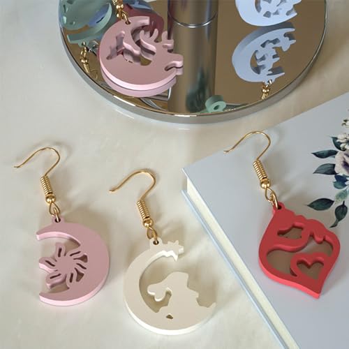 4Pcs Earring Resin Silicone Molds with 40 Earring Hooks, Epoxy Resin Jewelry Molds Silicone Set for Casting Irregular Shape Mold for Earrings Pendant Necklace Bracelet Keychain (4 Pcs-Large) - size: 4 Pcs-Large
