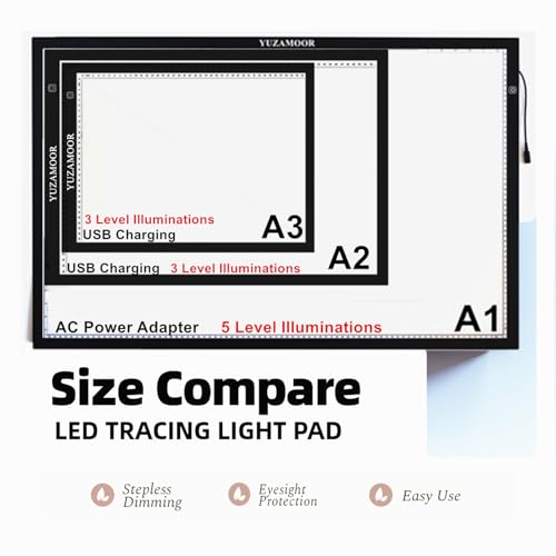 Premium A3 LED Tracing Light Pad for Diamond Art Painting - 3-Level Adjustable Brightness, No Mesh No Dot Technology, Ultra-Thin USB Powered Light Box for Sketching, Weeding Vinyl, Drawing, Design - size: A3 Premium