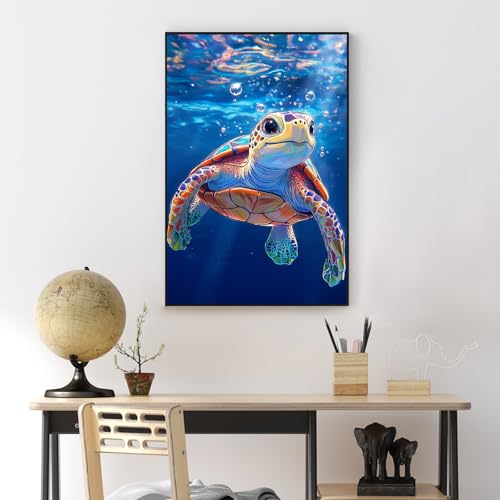 Sea Turtle Framed Paint by Numbers Kit for Adults Beginner & Kids Ages 8-12 | With Frame Canvas 8x12 inch, DIY Acrylic Painting by Numbers Sea Turtle, Stress Relief Craft Kits, Home Wall Decor Gift - color: YOP-F-1202, size: 8x12 Inch