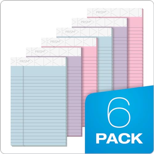 Tops 5 x 8 Legal Pads, Prism Brand, 2 Pink/2 Blue/2 Purple, Narrow Ruled, 50 Sheets Per Writing Pad, Made in USA (63016) 6 Count (Pack of 12) - size: 5" x 8" (Pack of 12)