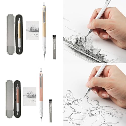 0.5mm Mechanical Pencils Set Sketching Pencils Metal Automatic Pencils Drawing Pencils for Sketching Drawing and Writing