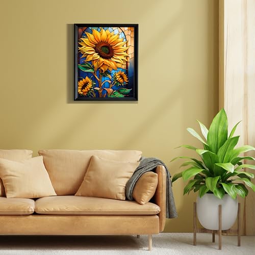 Yeadiffy Diamond Art Painting Kits for Adults Diamond Art Kits for Adults Beginners,5D Translucent Gems Diamond Painting,DIY Full Drill Diamond Gem Art and Crafts 12x16inch (Sunflower) - color: Sunflower