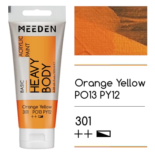 MEEDEN Acrylic Paint Orange Yellow: 100ml/3.38oz x 2 with Titanium White - color: Orange Yellow, size: 2 Tubes