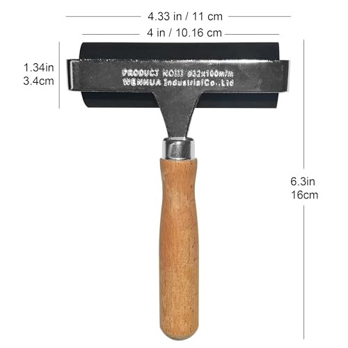 4 Inch Soft Rubber Brayer Roller, 45A Durometer Printmaking Brayer with Heavy-Duty Steel Frame & Wood Handle for Gel Printing, Linocut & Block Printing - size: 4 in