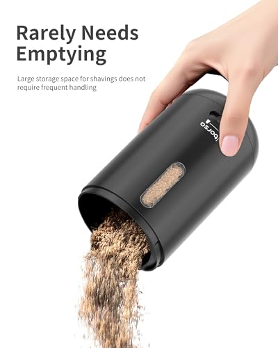 Rechargeable Electric Pencil Sharpener, Auto in & Out, Black | Adjustable Sharpness, Easy to Clean, Fast Sharpening, for 6-8mm Pencils Students, Teachers, Artist, Classroom, School, Office - color: Black