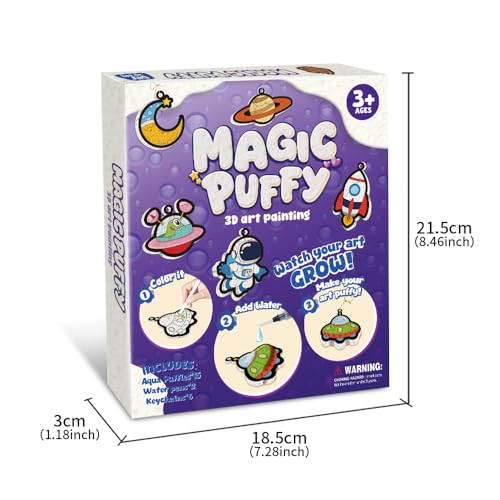 MZYTOZA Magic Foam Texture Painting Kit - 3D Art Craft Aqua Magic Puffs Paint Kit, 15 Mess-Free Paint by Number Craft for Kids (Space and Planets) - color: Purple Space and Planets