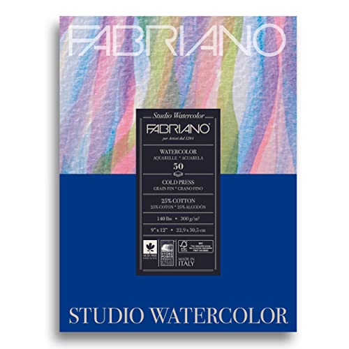 Fabriano Studio Watercolor Pad, Cold-Press, 9" x 12", 140 lb., 50 Sheets - color: White - 50 Sheets, size: 9 x 12, style: Cold Press