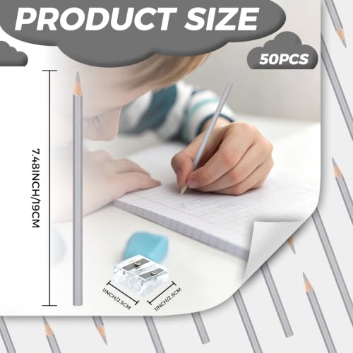 50 PCS Silver Colored Pencils, Pre-sharpened Professional Wooden Art Pencils Set for Artists Painting | Premium Drawing Sketching Supplies - color: silver