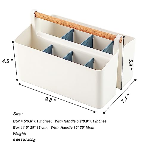 Art Supply Caddy Organizer with Handle,Teacher Tool Storage with Divider - color: Blue Divider