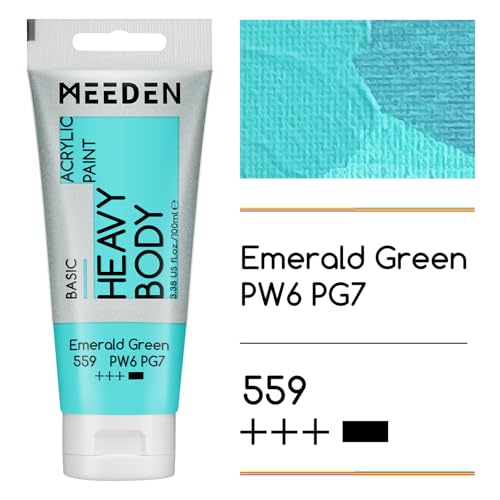 MEEDEN Acrylic Paint Emerald Green: 100ml/3.38oz x 2 with Titanium White - color: Emerald Green, size: 2 Tubes