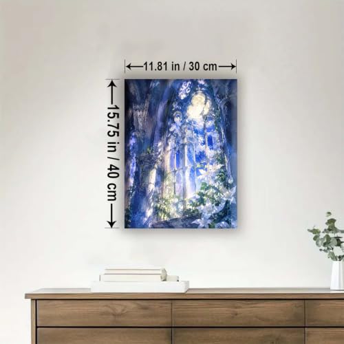 Aeontinity Abandoned Cathedral Moonlight Through Window Gothic Framed Canvas DIY Paint by Numbers Kit Bar Cafe Cave Home Room Wall Bathroom Porch Patio Decor Gift, 16 x 12 Inch - color: ABANDONED CATHEDRAL MOONLIGHT THROUGH WINDOW - 16 x 12 Inch