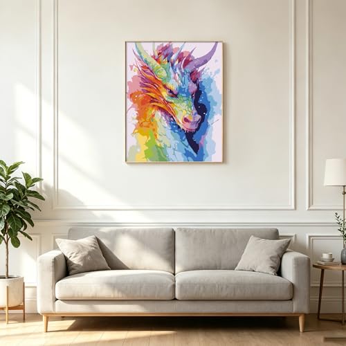 Kalonyth Dragon Paint by Numbers Kit for Adults, 16x20 inch, No Framed | Animal Adult Paint by Number Kits on Canvas, DIY Acrylic Painting, Stress Relief Craft Kits, Home Wall Decor Gift - color: OP-US11