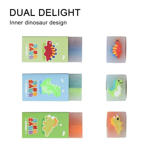 HILAZA 18Pcs Cute Dinosaur Erasers for Kids Bulk, Kawaii Fun Pencil Jelly Erasers for School Classroom Supplies Prize Gifts Party Favors - style: DINOSAUR