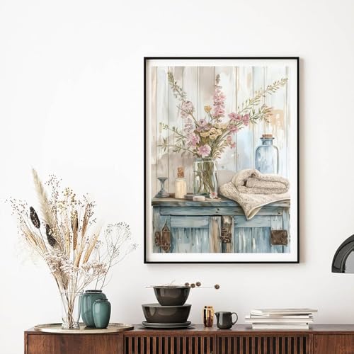 Bathroom Flower Diamond Art Kits for Adults Diamond Painting 12x16 Inch - color: DD139