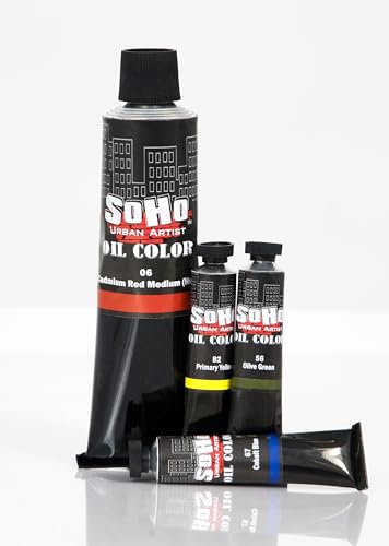 Soho Urban Artist Oil Paint Basic Set of 5-50 mL Tubes, Triple-Milled Oils with Refined Linseed - Smooth Application, True Color Mixes, Ideal for Brushes & Palette Knives - color: Basic Set, size: 1.69 Fl Oz (Pack of 5)