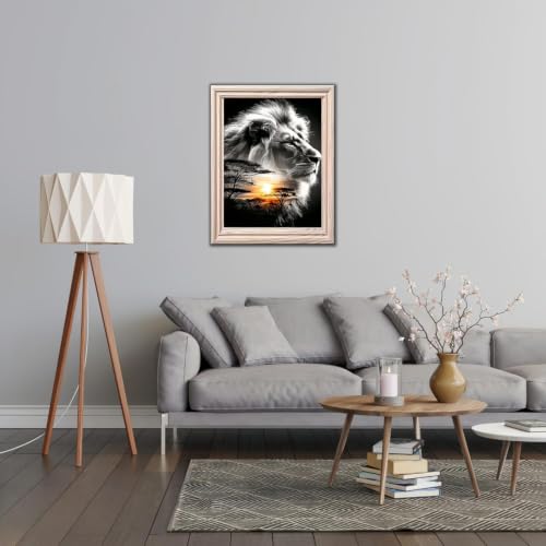 Africa Lion Diamond Art Kits for Adults, Animal Diamond Art 12X16 Inch | Easy 5D Diamond Art Kits, Round Dots Full Drill, DIY Diamond Painting Kit for Adult Beginners, Home Wall Decor Gifts - color: Lion 02