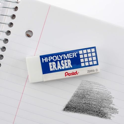 Pentel Hi-Polymer Block Eraser, Large, White, Pack of 3 (ZEH10BP3-K6) - size: 3 Pack