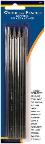 Pro Art Pencil Set Graphite Woodless 4pc Carded - style: Woodless Graphite Drawing Pencils (HB to 6B) 4 Piece Set