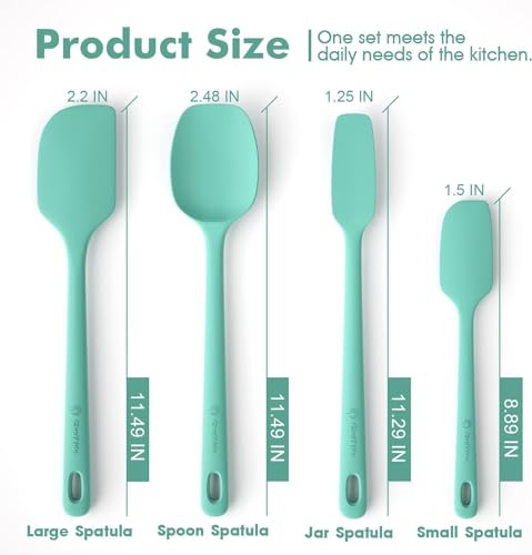 ChefAide 4 Pieces Silicone Spatula Set, Food Grade Rubber Spatula, Upgrade Strong Handle with Ergonomic Grip, Heat Resistant for Nonstick Cookware, Cooking - color: Sage, size: 4 pieces