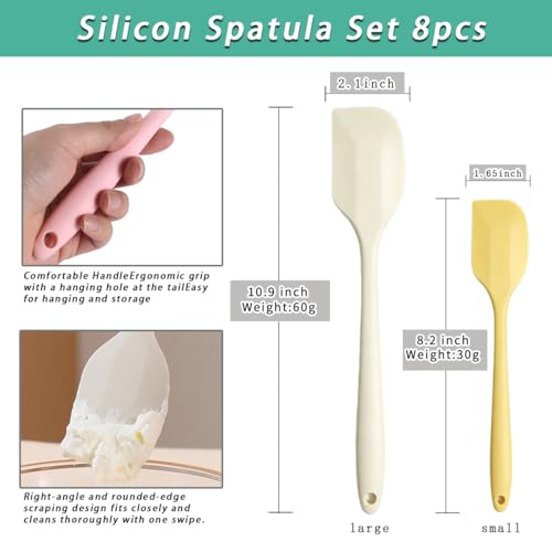 6 Pack Silicone Spatulas 10.9 in Large & 8.2 in Small, Nonstick Heat Resistant Mixing Tools for Baking Cookware - color: 6 Pcs large&small