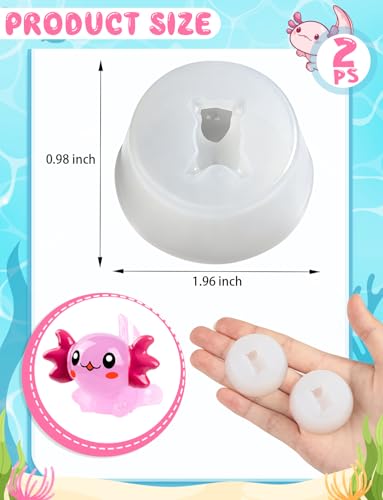 2 Pcs Mini Cute Axolot Figurines Silicone Mold | Micro Dollhouse Animal Epoxy Casting Mold Realistic Shapes for DIY Resin Art Fairy Garden Miniatures Landscape Crafts Decor - color: 2 Pcs Axolot White