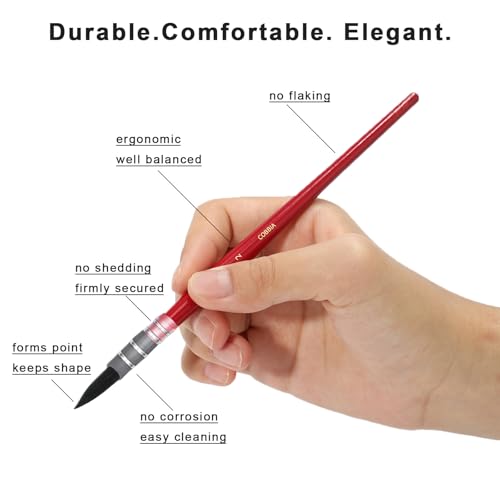 Professional Synthetic Squirrel Hair Water Color Brushes, Mop Round Fine Tip Detail Paint Brush Set for Artists, Watercolor and Gouache Painting, 5 Pcs Se - size: 5 Pcs (Large)