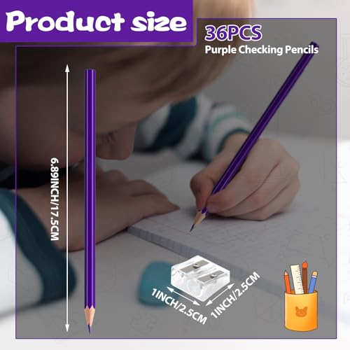 36 Pack Purple Colored Pencils for Kids, Pre-sharpened Art Pencils Back to School Supplies Set, Drawing Sketching Pencils for Students, Teachers, Classroom - color: purple