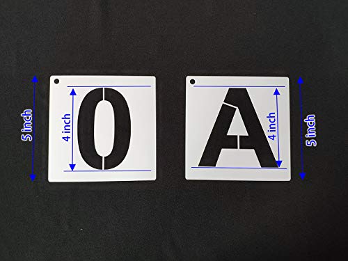 36 Pcs 4 Inch Reusable Letter & Number Stencils - 36 Pcs Alphabet Art Craft Templates - size: Font Sizes:4 Inch