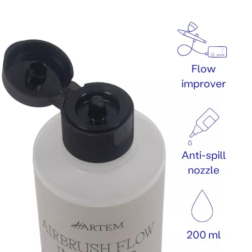 Hartem - Airbrush Flow Improver 200 ml (6.76 Fl Oz) with Anti-Spill Stopper | Reduces Surface Tension to Prevent Flashbacks and Marks and Delays Drying Time - size: Airbrush Flow Improver 200ml (6.76 Fl Oz)