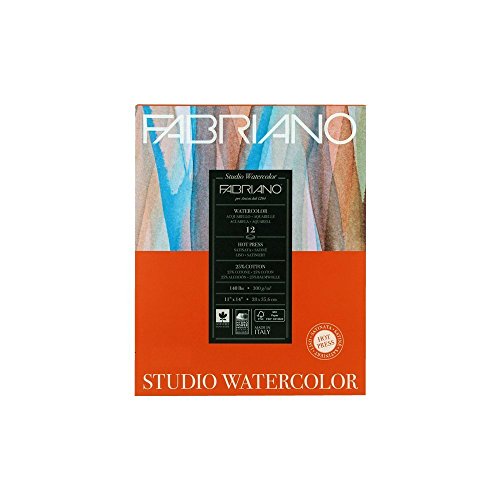 Fabriano Studio Watercolor Pad, Hot-Press, 11" x 14", 140 lb., 12 Sheets - color: White, size: 11 x 14, style: Hot Press